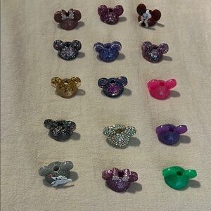 15 Kids Glitter Mickey-Shaped straw, toppers or candle holders - Assorted Colors